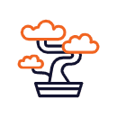 drehender Bonsai in Orange und Schwarz