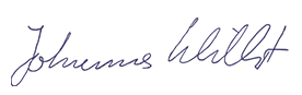 Handschriftliche Unterschrift von Johannes Wilbert in blauer Tinte.